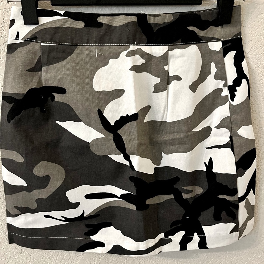 Honeybum Camo Mini Skirt grey white and black